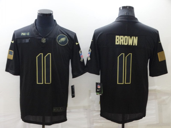 Men's Philadelphia Eagles #11 A. J. Brown Black Salute To Service Limited Stitched Jersey